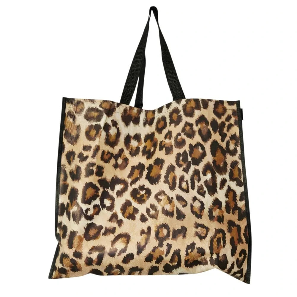 Leopard Print Style Black Trim Shopping Gift Tote Bag TJMaxx